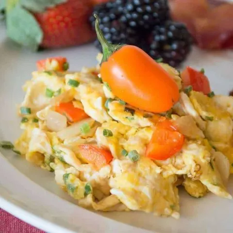Fiesta Scrambled Eggs {by Our Paleo Life}