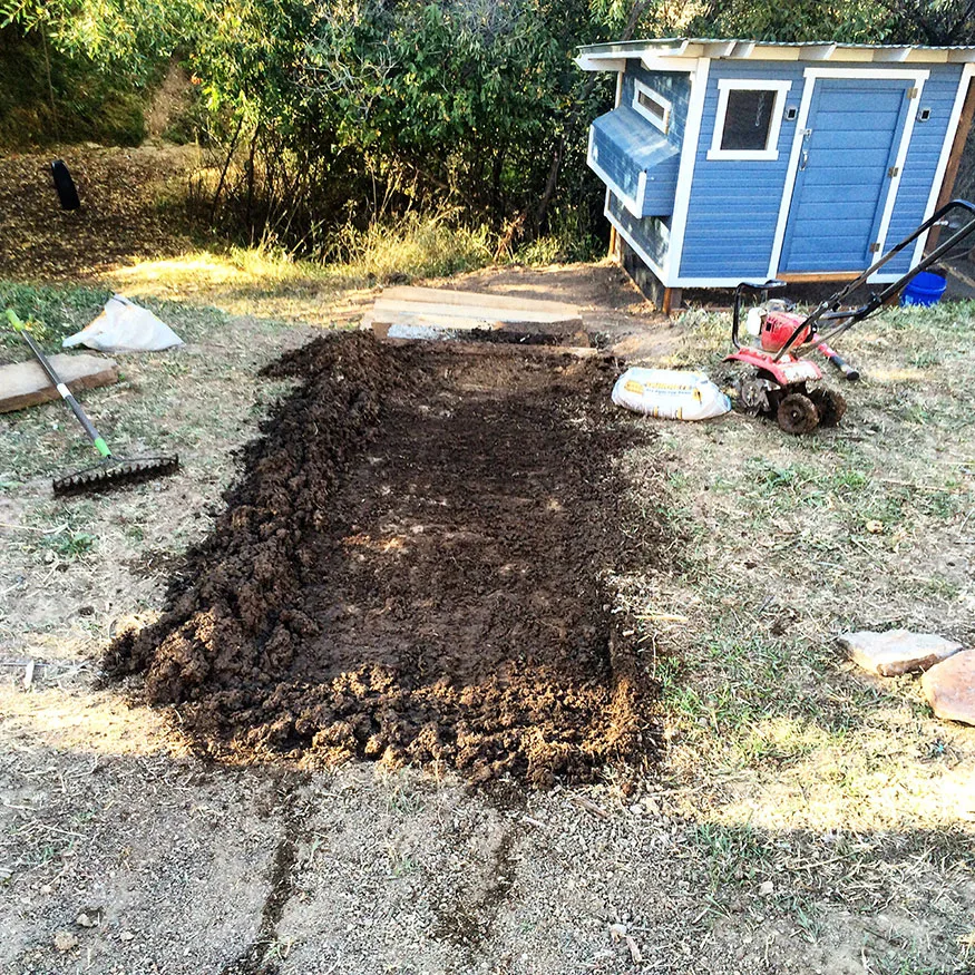 Tilling Ground for Flagstone Path Install