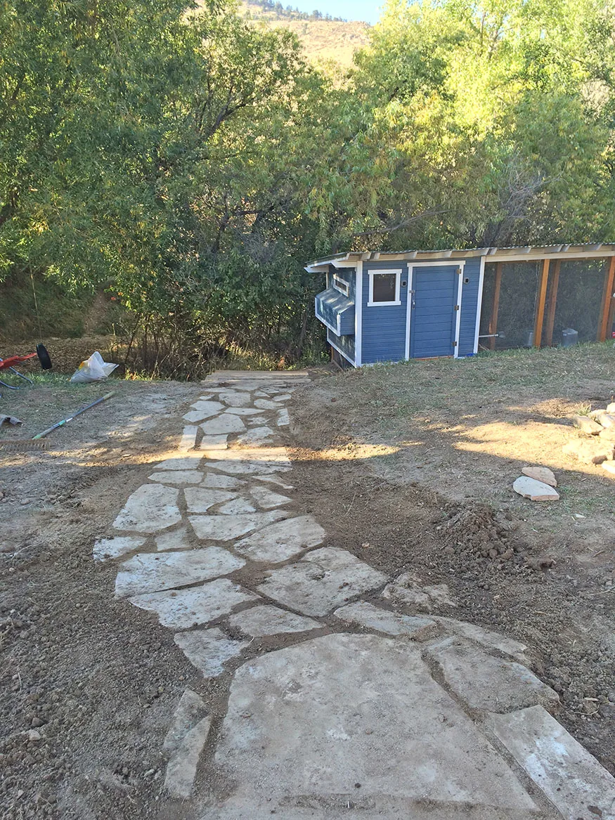 Rustic Backyard Flagstone Path
