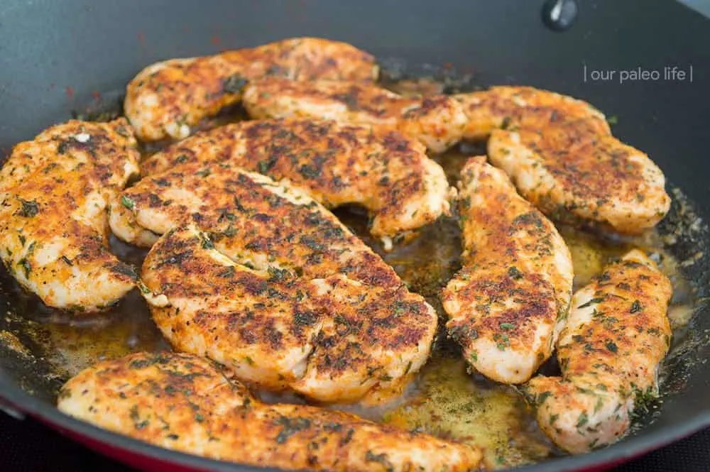 Easy Pan Fried Chicken Tenders {grain-free; dairy-free} by OurPaleoLife.com #paleo