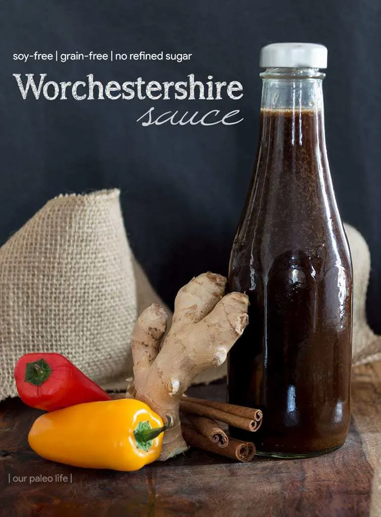 This soy-free worcestershire sauce is perfectly paleo and works great in soups, stews, and meat dishes. Make a batch and keep it in the fridge for months. #paleo