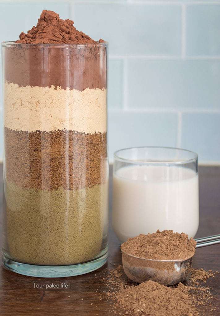 4-Ingredient Vegan Chocolate Protein Powder {dairy-free} by OurPaleoLife.com