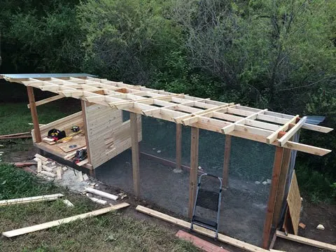 Chicken Coop and Run view with New Siding