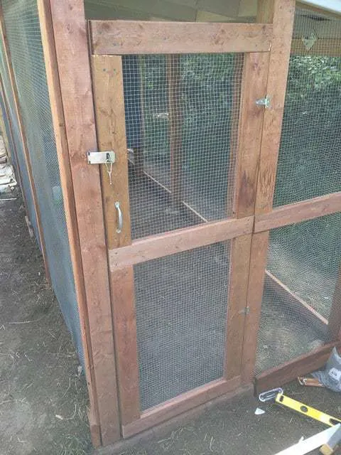 Chicken Run Door with Mesh Wire