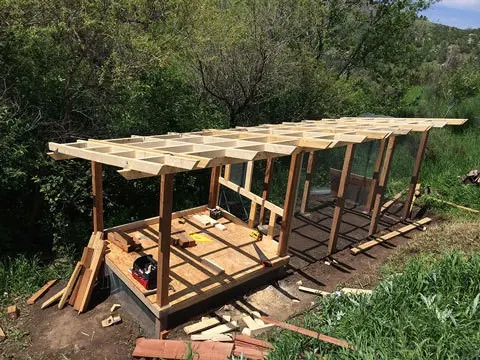 Framed Columns and Roof-Prep for Chicken Coop and Run