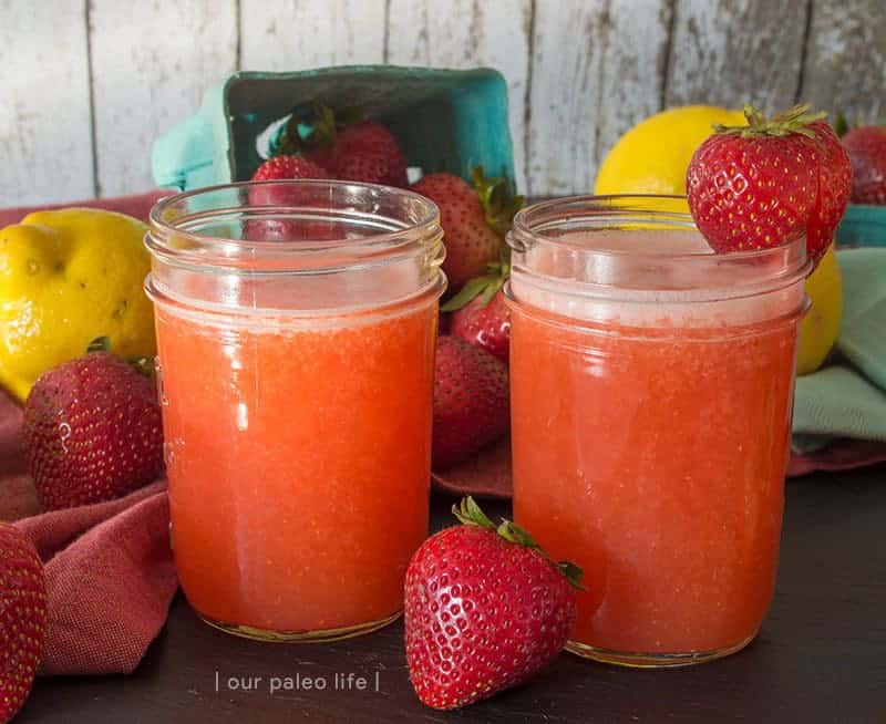 Honey-Sweetened Strawberry Lemonade {by Our Paleo Life}