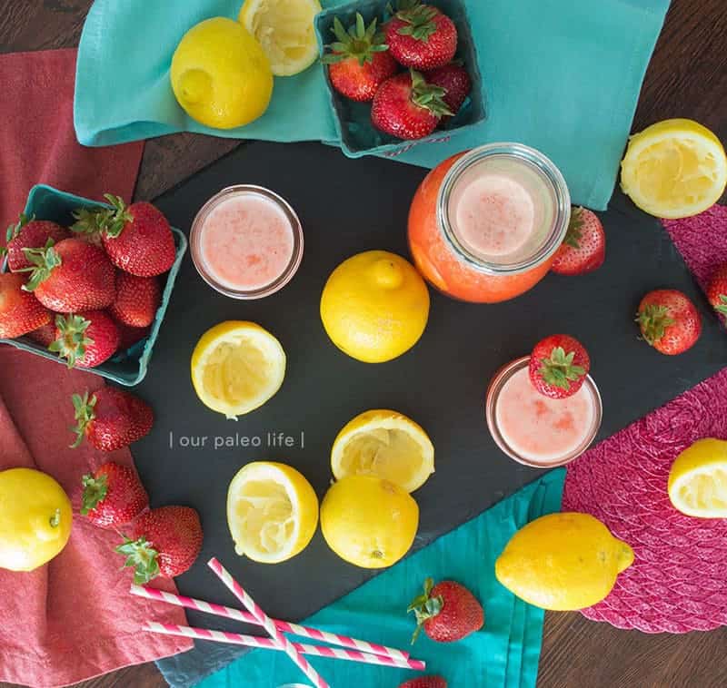 Honey-Sweetened Strawberry Lemonade {by Our Paleo Life}