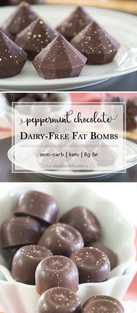 These fat bombs are zero-carb and have 8g of healthy fats and NO dairy. Not to mention their delicious peppermint chocolate taste!