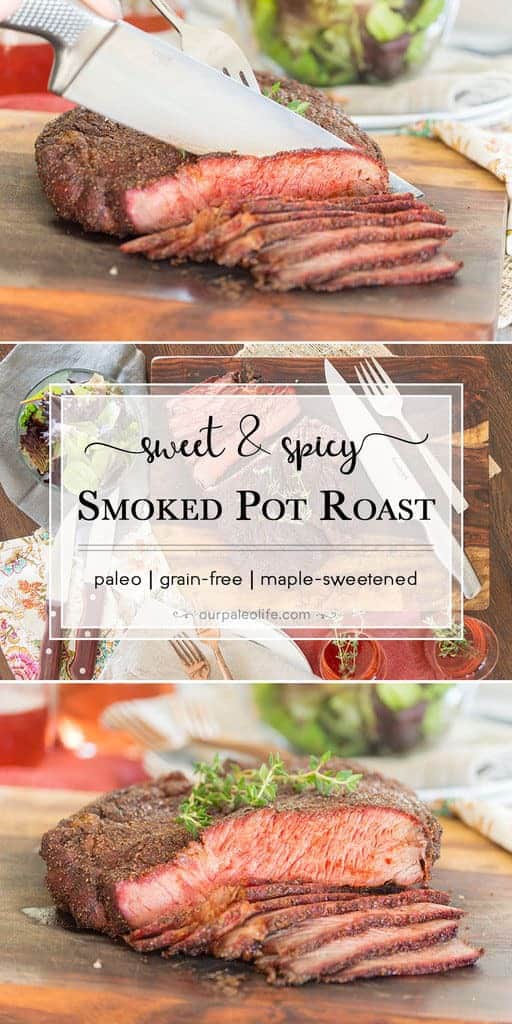 This Sweet & Spicy Smoked Rot Roast is nothing like your run-of-the-mill slowcooker version. Bursting with flavor and smokiness, tender and juicy. You'll never go back to tough, dry meat ever again.