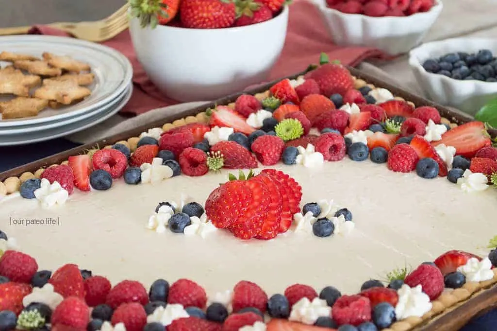 No Bake Lemon Cheesecake & Berry Slab Tart