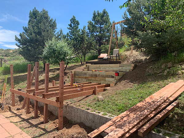 Support posts and beams for backyard deck