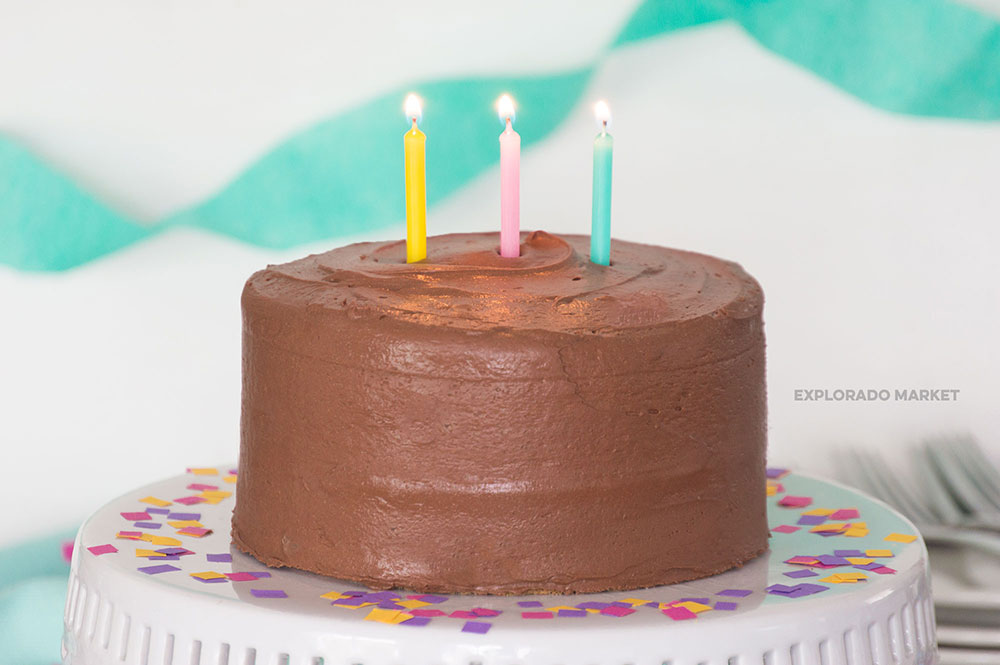Keto Birthday Cake with Chocolate Frosting