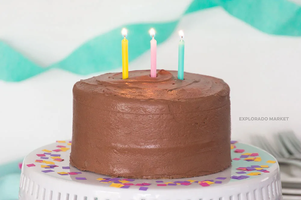 Keto Birthday Cake with Chocolate Frosting