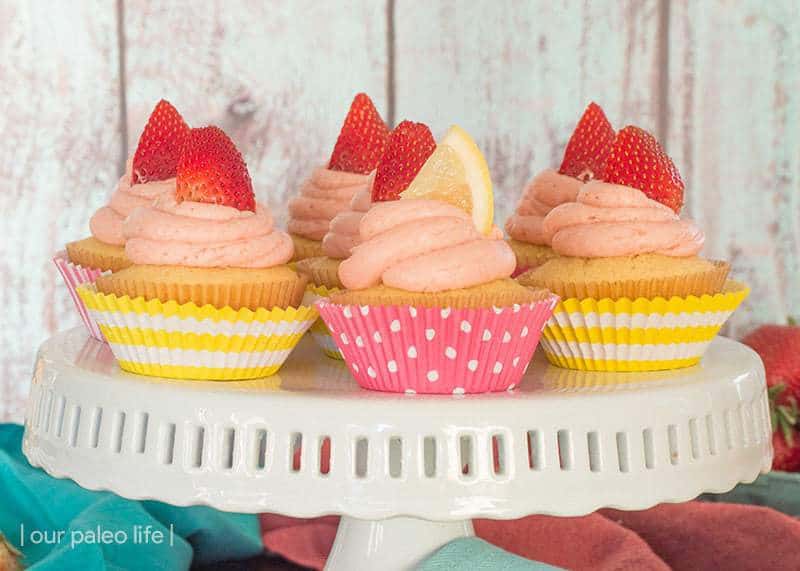 Grain-Free Lemon Cupcakes w/ Strawberry Lemonade Frosting Grain-Free Lemon Cupcakes w/ Strawberry Lemonade Frosting