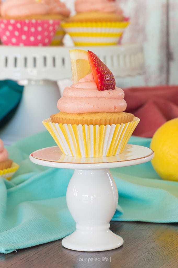 Grain-Free Lemon Cupcakes w/ Strawberry Lemonade Frosting Grain-Free Lemon Cupcakes w/ Strawberry Lemonade Frosting