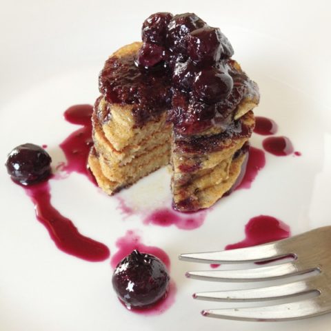 Banana Pancakes with Blueberry Compote
