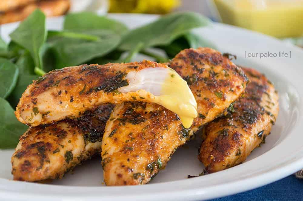 Easy Pan Fried Chicken Tenders {grain-free; dairy-free} by OurPaleoLife.com #paleo