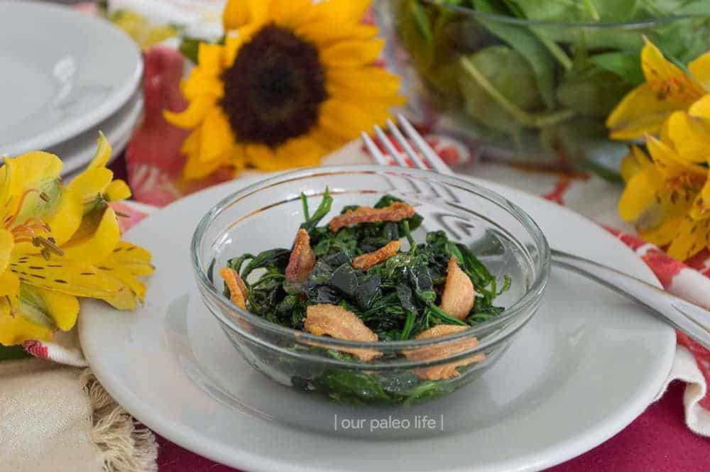 Bacon Sautéed Spinach by Our Paleo Life