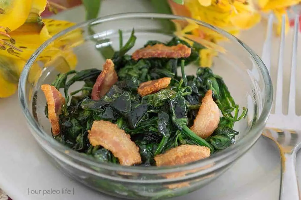 Bacon Sauteed Spinach {paleo; whole30} by Our Paleo Life