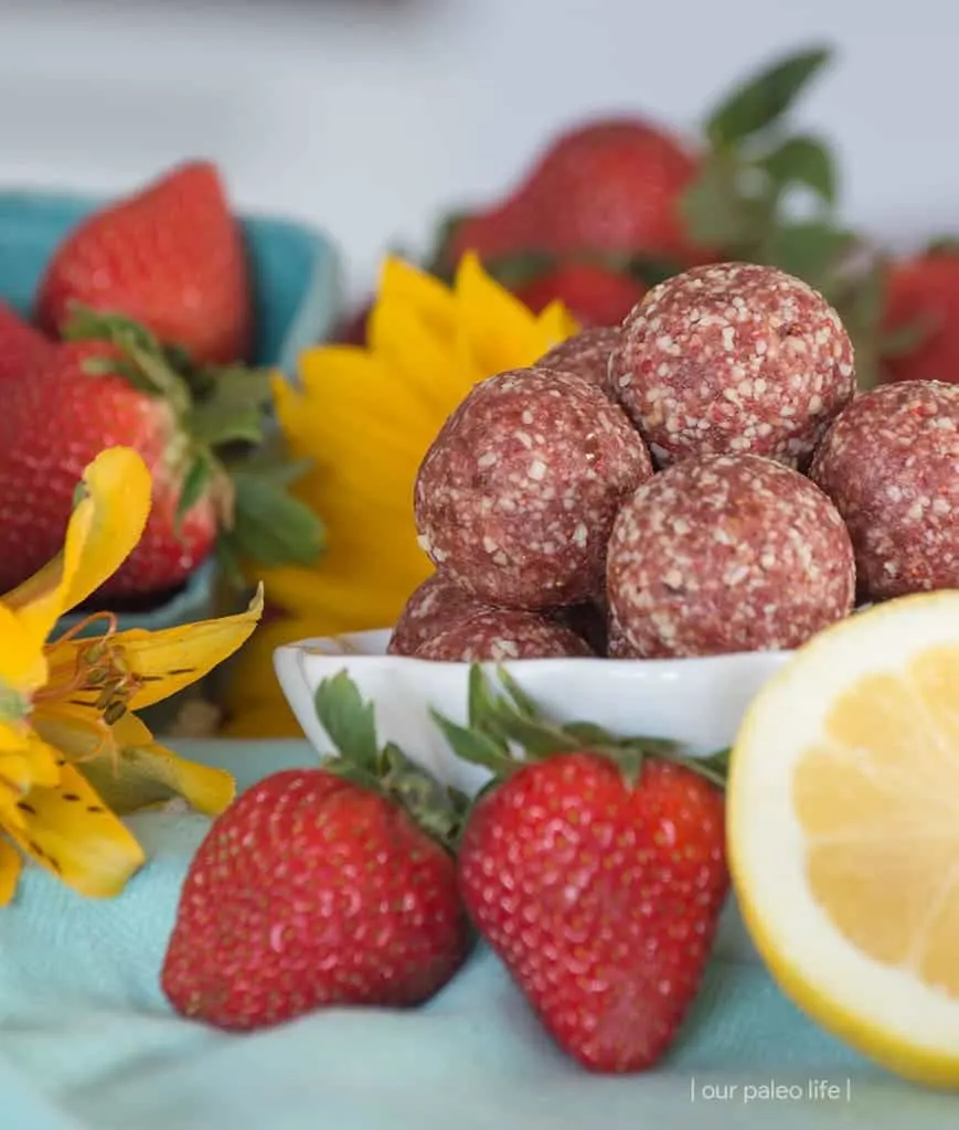 Strawberry Lemonade Bites {grain-free; dairy-free} by Our Paleo Life