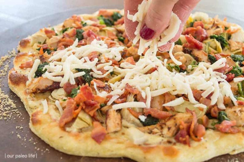 KETO Pizza Chicken Bacon Artichoke Low Carb Pizza Crust Recipe too