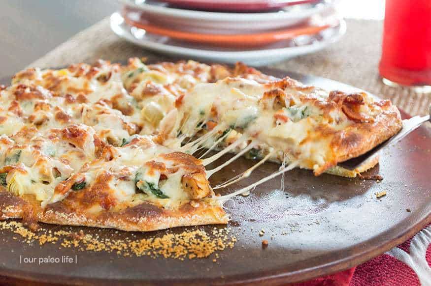 KETO Pizza Chicken Bacon Artichoke Low Carb Pizza Crust Recipe too