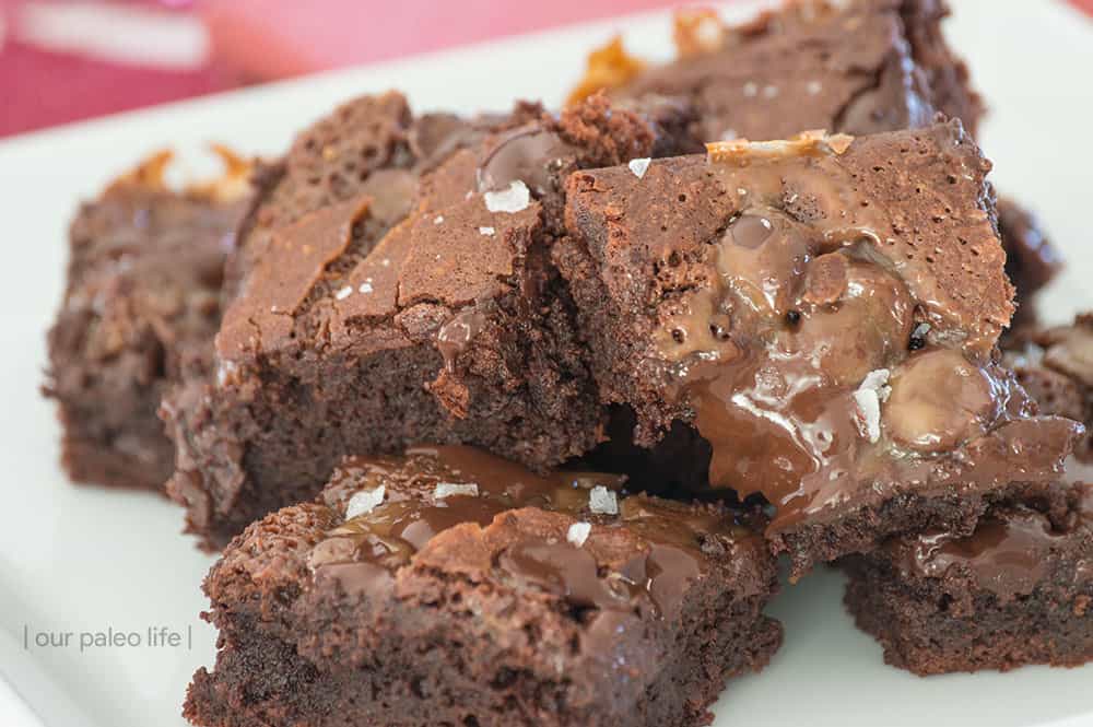 Sea Salt Caramel Brownies {grain-free; dairy-free} by Our Paleo Life