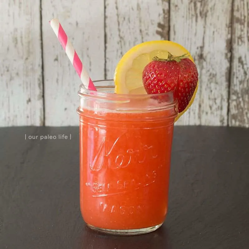 Honey-Sweetened Strawberry Lemonade {by Our Paleo Life}