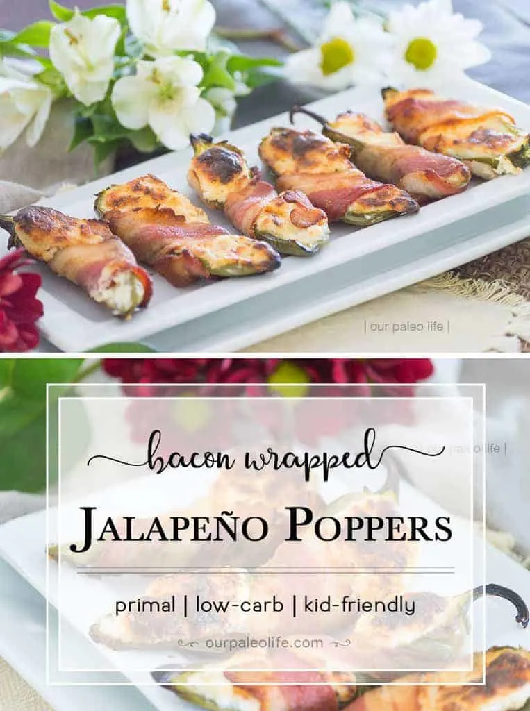 These poppers are a delicious side or party food, always a hit. Easy to make and easy to love. Try cooking up these primal, bacon-wrapped Jalapeños Poppers now!