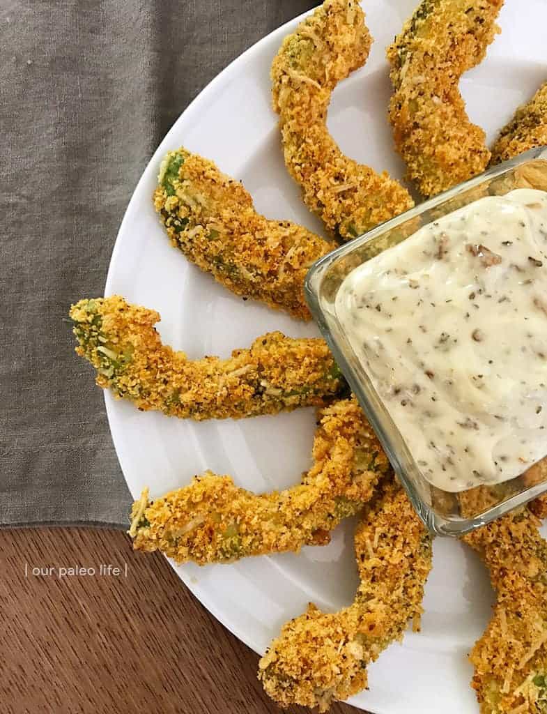 Avocado Fries w/ Sun-dried Tomato Aioli {grain-free, keto, dairy-free}