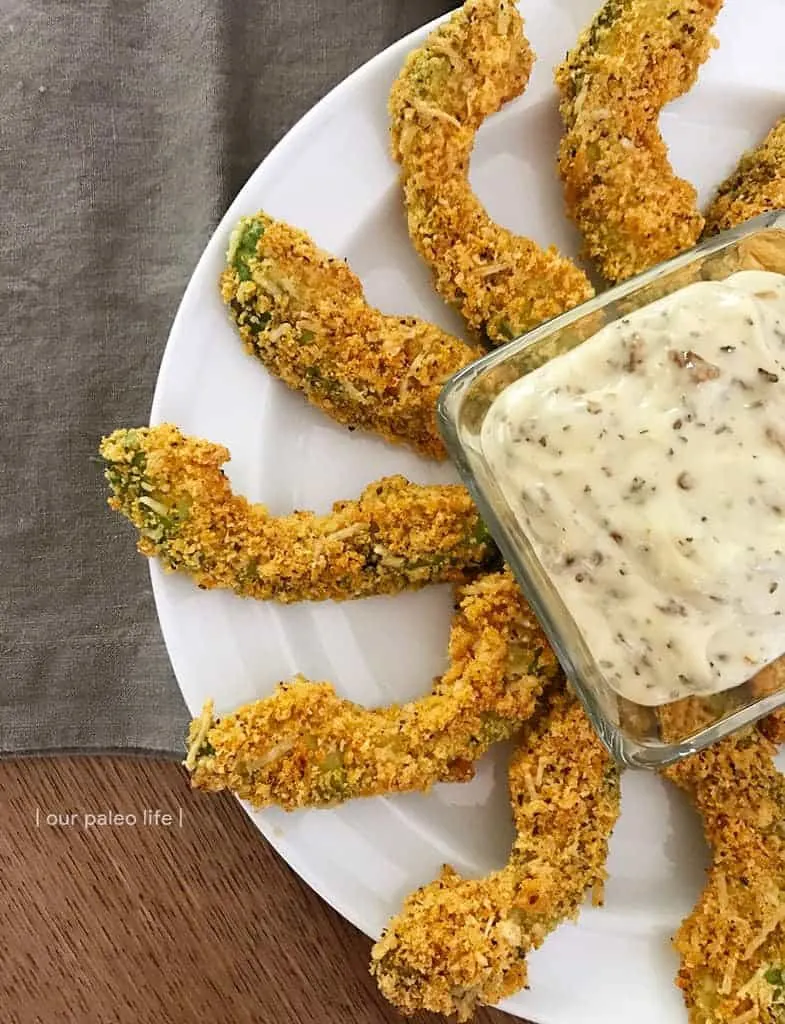 Avocado Fries w/ Sun-dried Tomato Aioli {grain-free, keto, dairy-free}