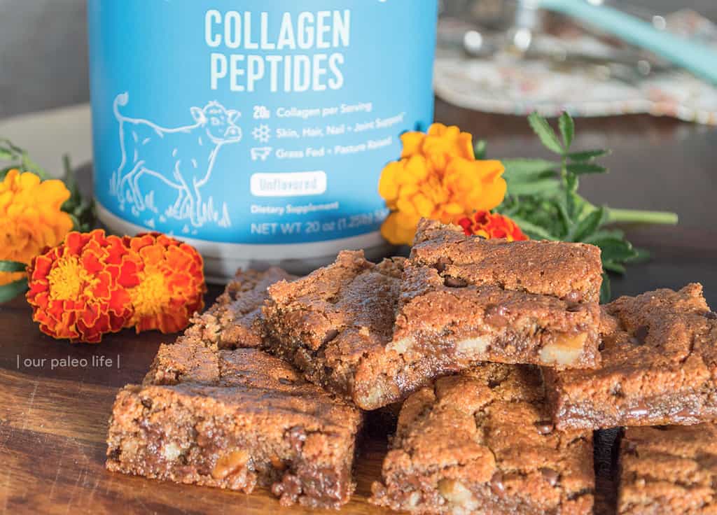 Grain-Free Collagen Blondies {dairy-free option; paleo}