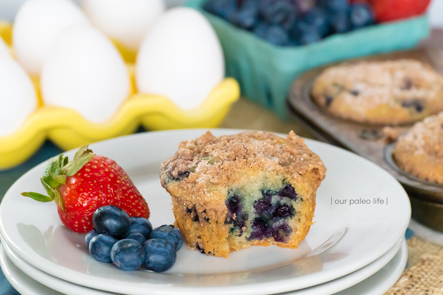 Paleo Blueberry Streusel Muffins {grain-free}