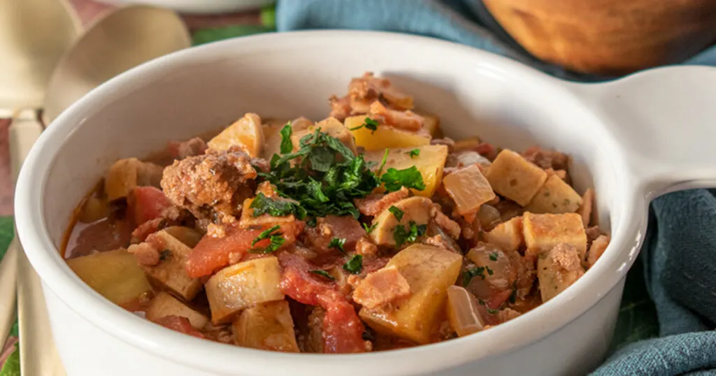 Hearty Triple Meat Stew