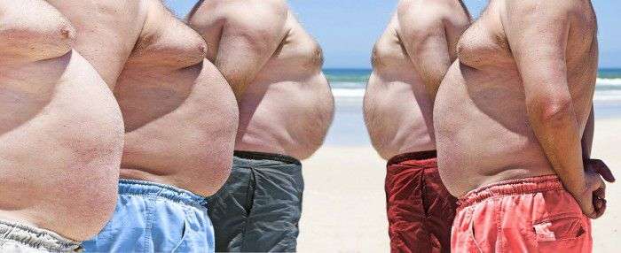 Fat guys on beach